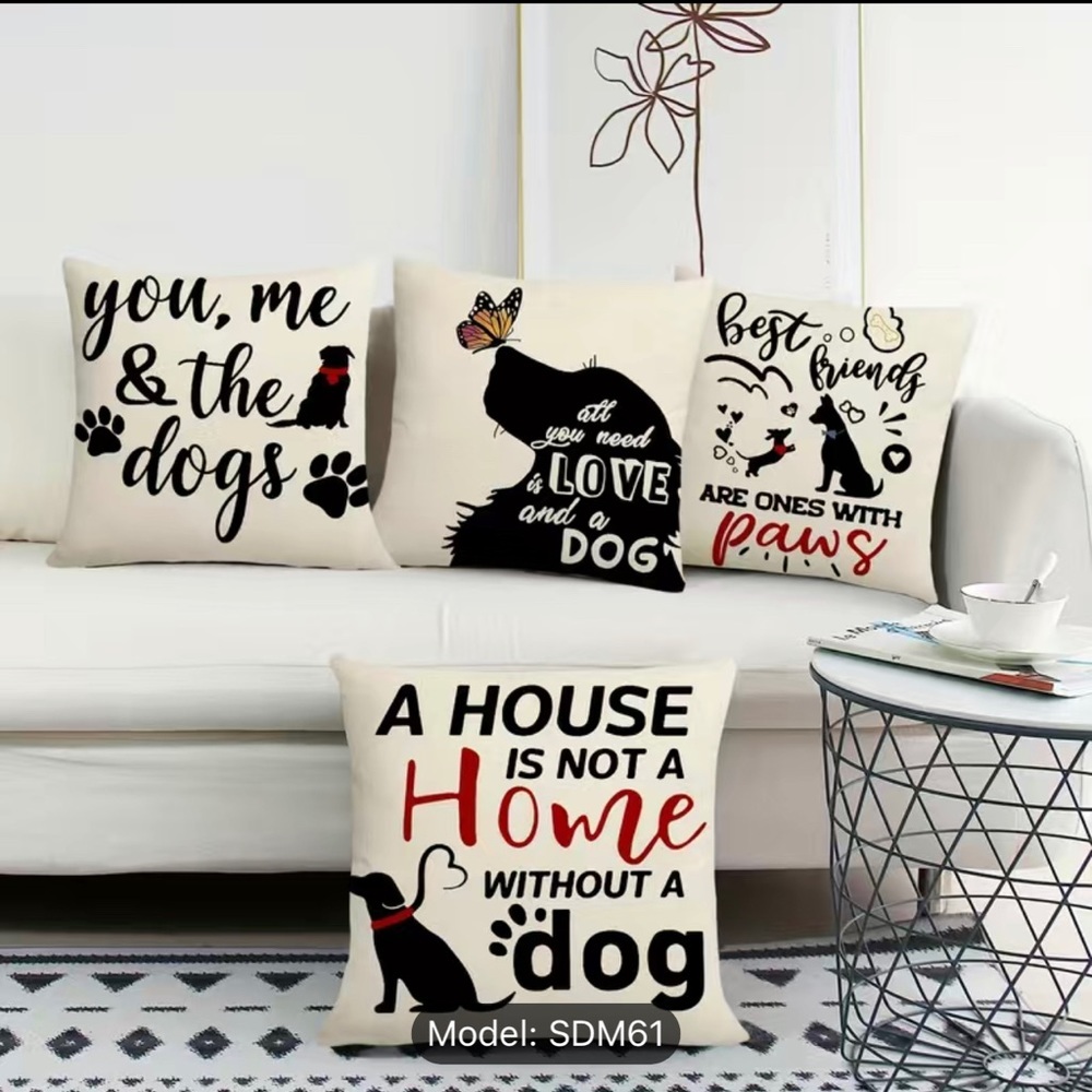 4pcs Christmas Dog Throw Pillows, inserts NOT included- 17.7x17.7 Inch B7 - Picture 2 of 4